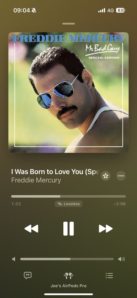 Screenshot of music player player the album Mr Bad Guy by Freddie Mercury